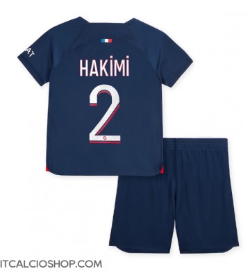 Paris Saint-Germain Achraf Hakimi #2 Prima Maglia Bambino 2023-24 Manica Corta (+ Pantaloni corti)